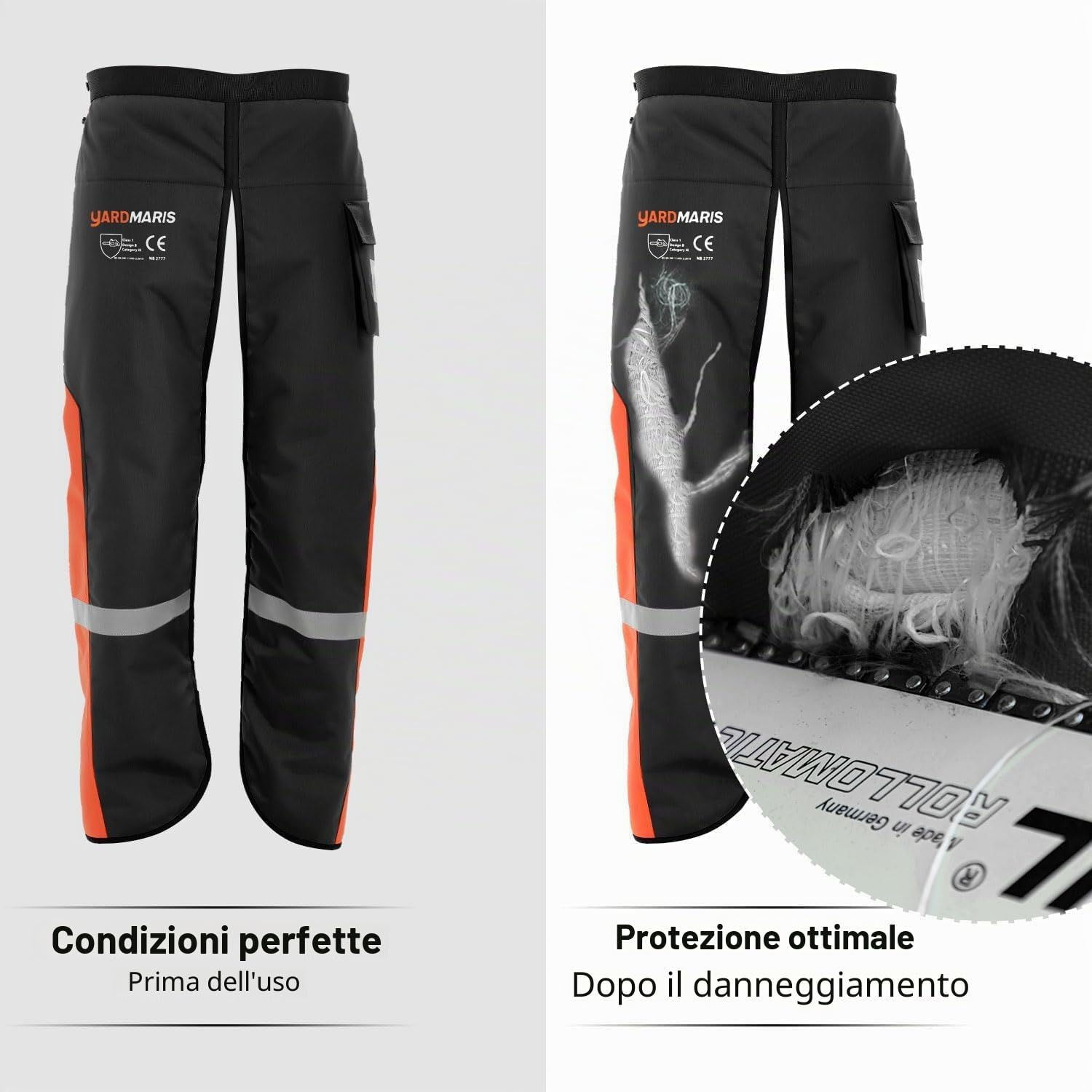 Chaps, pantaloni protettivi universali con cintura regolabile e tasca, leggings di sicurezza per la silvicoltura – taglia unica