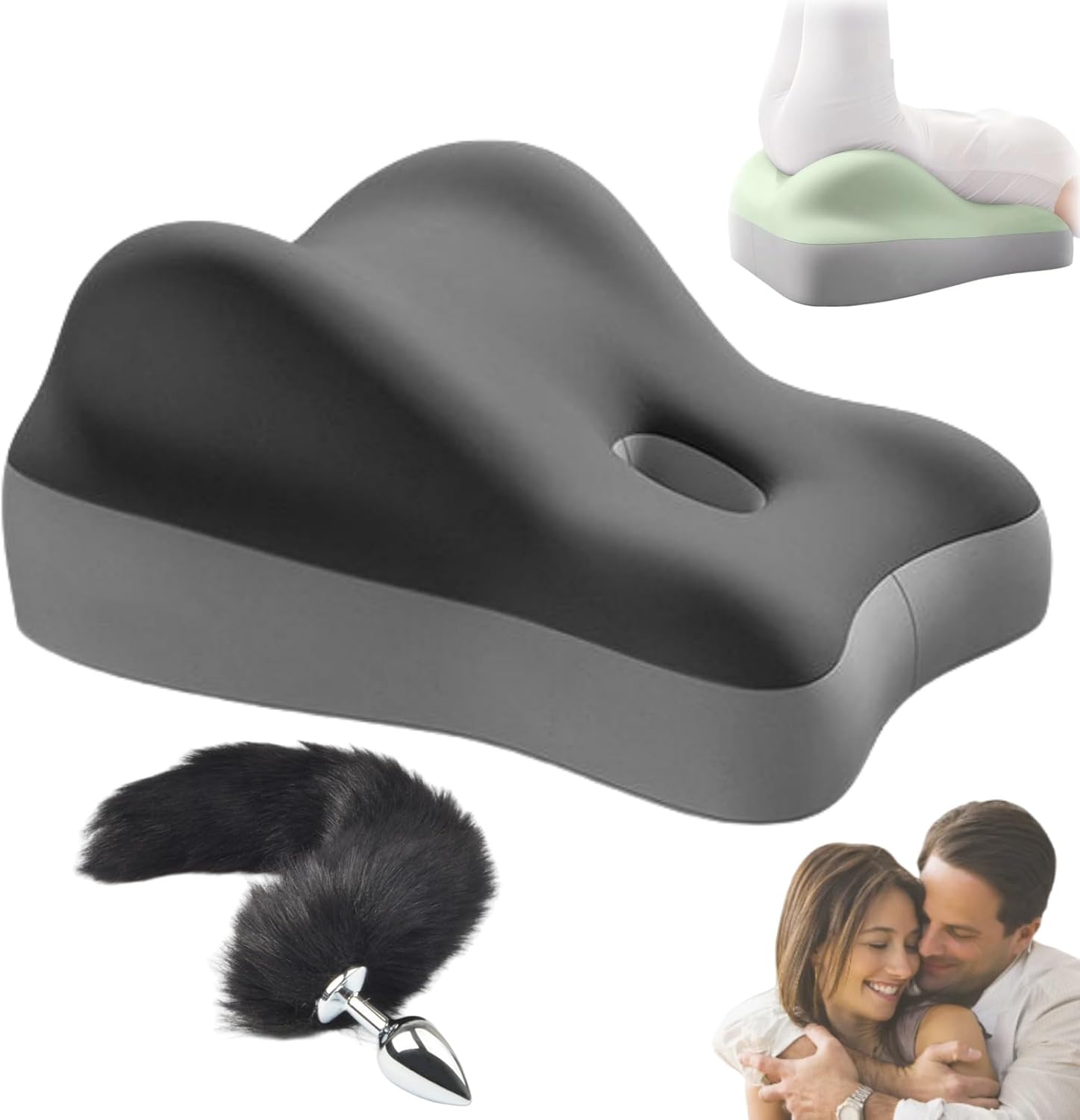 Sweet Surrender Pillow, Midnight Embrace Couples Pillow Ergonomic, Couples Deep Position Support Pillow, Memory Foam Butt Cushion Pillows for Couples, Provides Waist and Neck Support (Dark Grey)