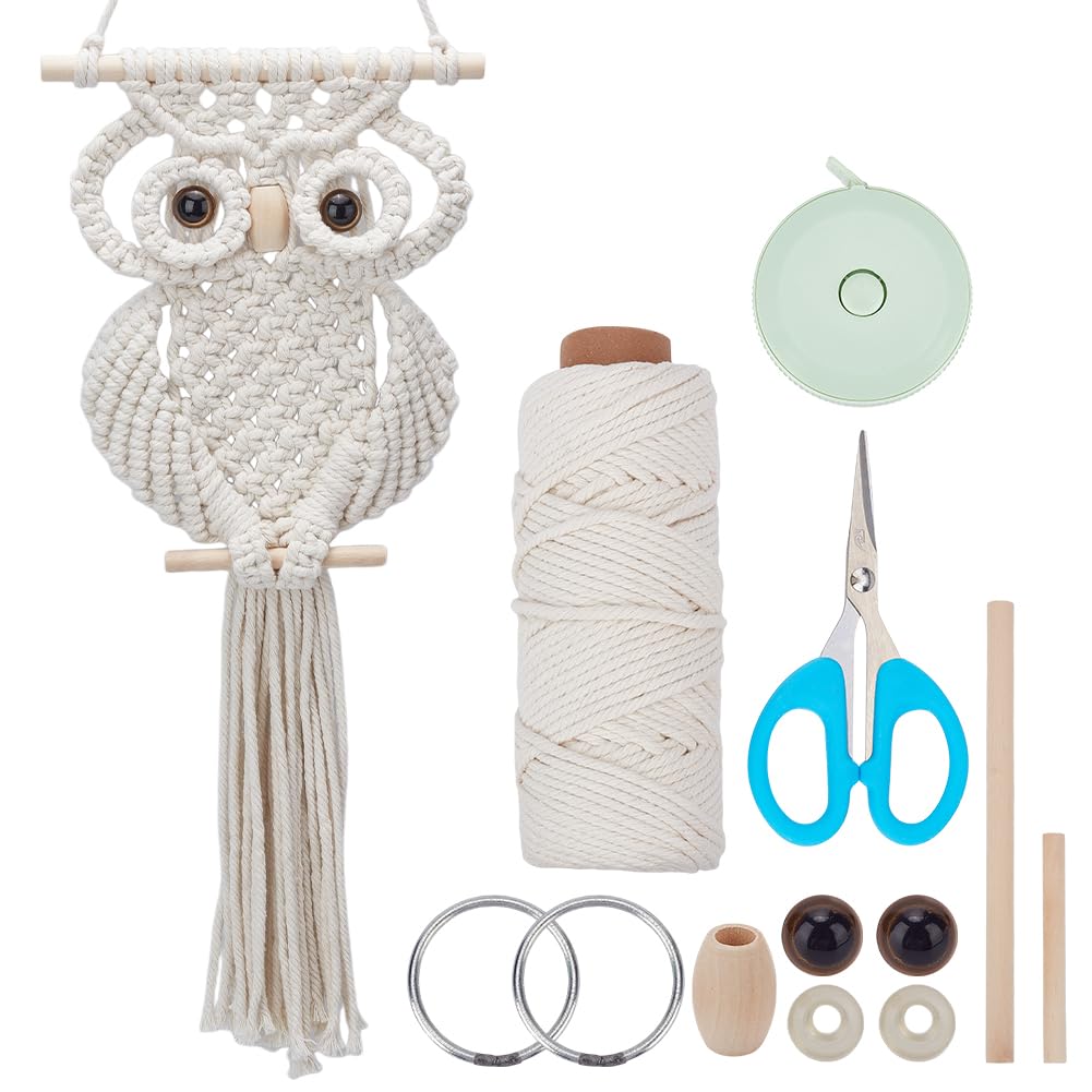 FREEBLOSS Macrame Owl Kit for Beginners Macrame Owl Wall Hanging Tapestry Kit Creative DIY Macrame Owl Boho Macrame Wall Hanging DIY Macrame Kit with Video Tutorial