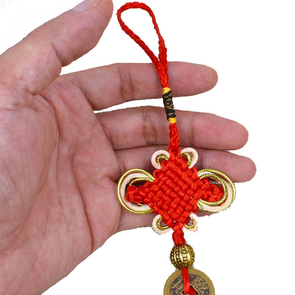 Porte-bonheur Chinois En Argent Avec Pièces Et Franges Rouges - Neuf Avec étiquettes