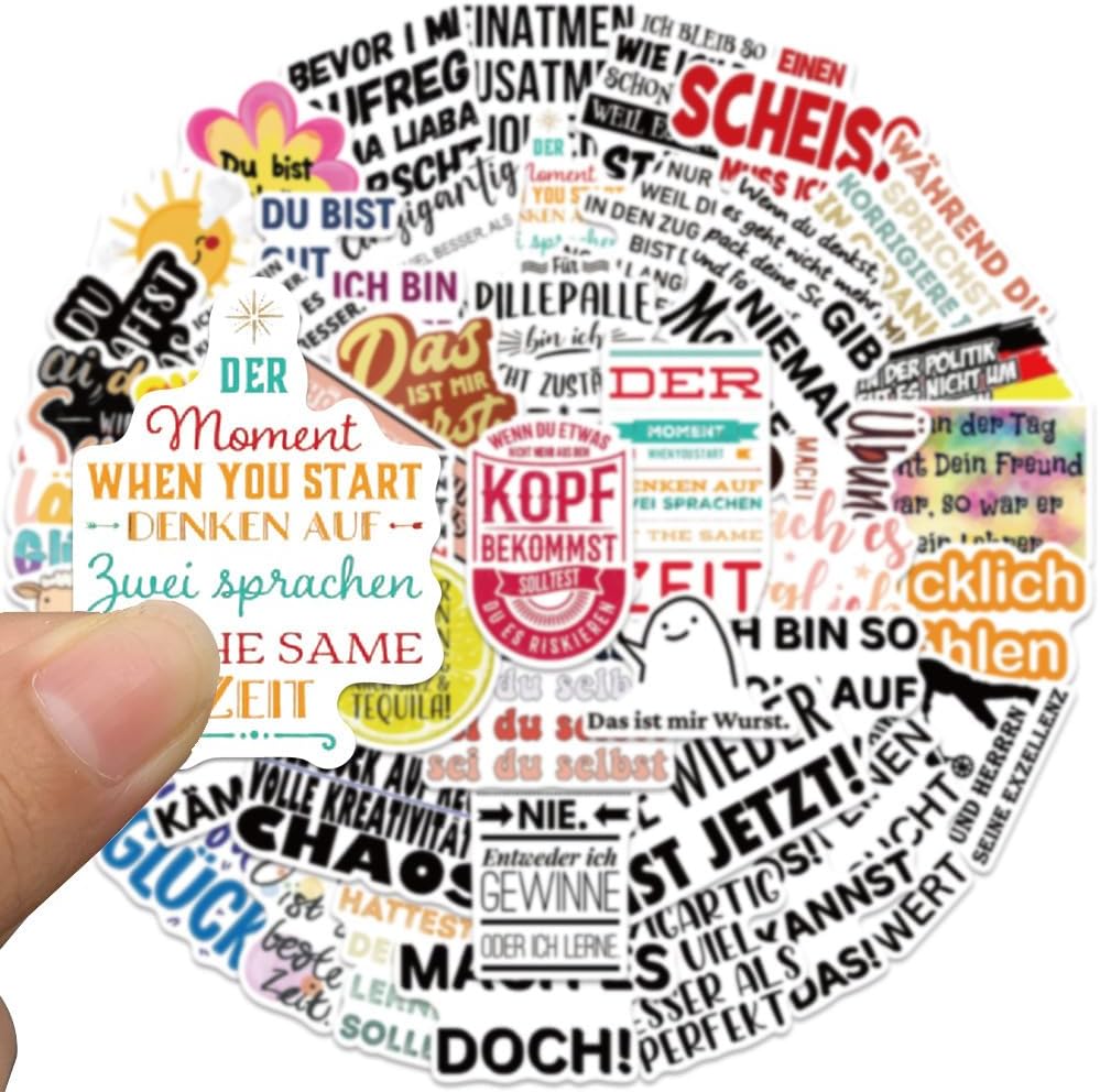 German Motivational Aesthetic Stickers for Teens Adults, 50PCS German Inspirational Quote Waterproof Stickers for Water Bottles Laptop Journal Scrapbook, Teacher Positive Decals for Students - Image 3