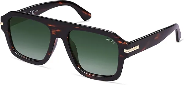 SOJOS Retro Oversized Square Polarized Sunglasses for Women Men, Vintage Aviators Shades SJ2384