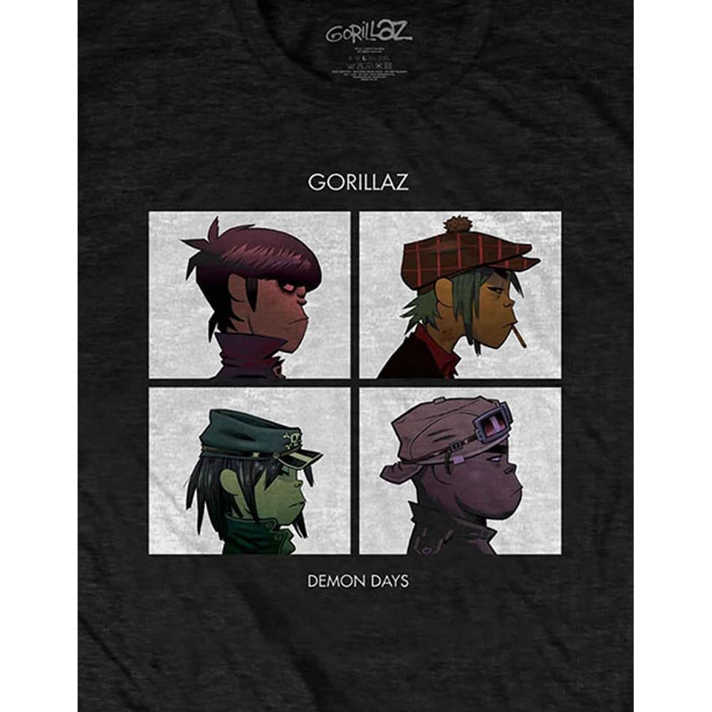 Gorillaz T Shirt Demon Days Band Logo Nouveau Officiel Homme Noir