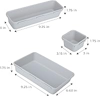 Vista 4 de Smart Design Organizador de cajones entrelazados, juego de 8 piezas, sin BPA, utensilios, cubiertos, oficina, cuidado personal o almacenamiento