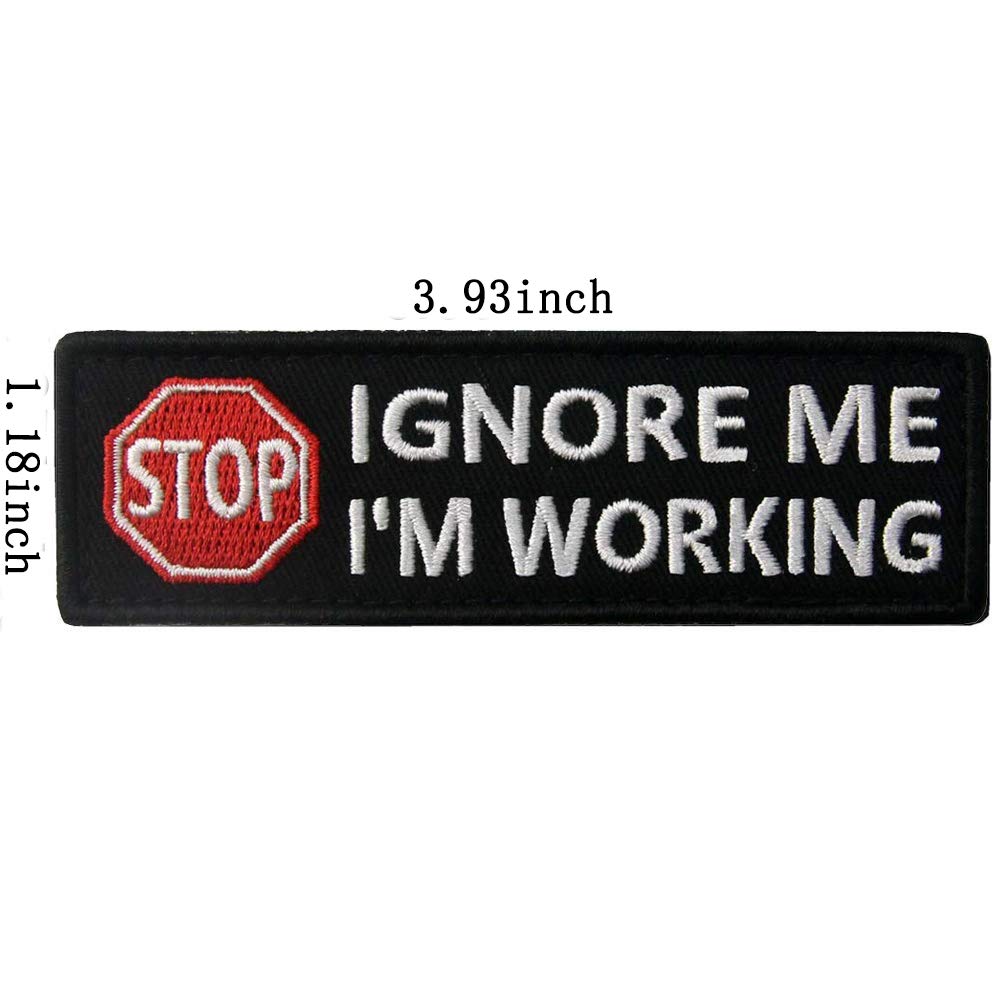 Service Dog No Touch No Talk, Ignore Me I'm Working, Do Not Pet Tactical Military Embroidered Patches with Fastener Hook and Loop Backing