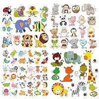 Ceresa Inc Patches Heat Transfer Stickers Iron on Appliques Cute Animal Decal for Kids Babies Lion Cow Leopard Cartoon Design Stickers Jacket Jeans Shirts Clothes Art Decorations DIY 4 PCS