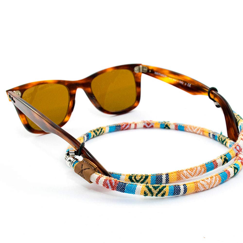 SAGONECordón para Gafas Salobreña hecho a mano en España, Algodón, Amarillo, Blanco, Azul