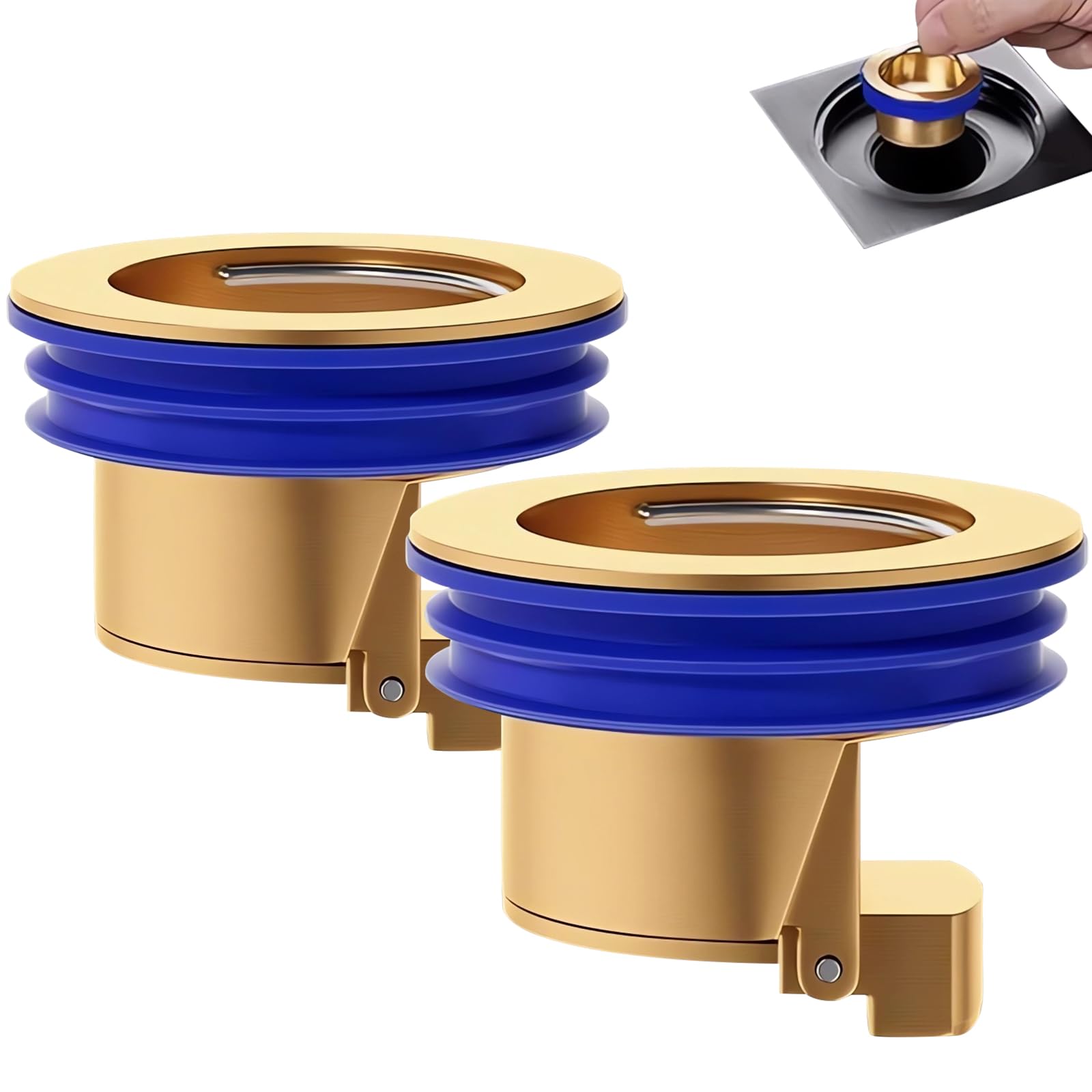 QruiLanTu 2 pieces Shower Floor Waste Backflow Preventer Magnetic Levitation One Way Waste Valve Floor Drain Insert Drain Plug Brass Fast Drainage Shower fit Caliber 32MM-42MM(Brass)