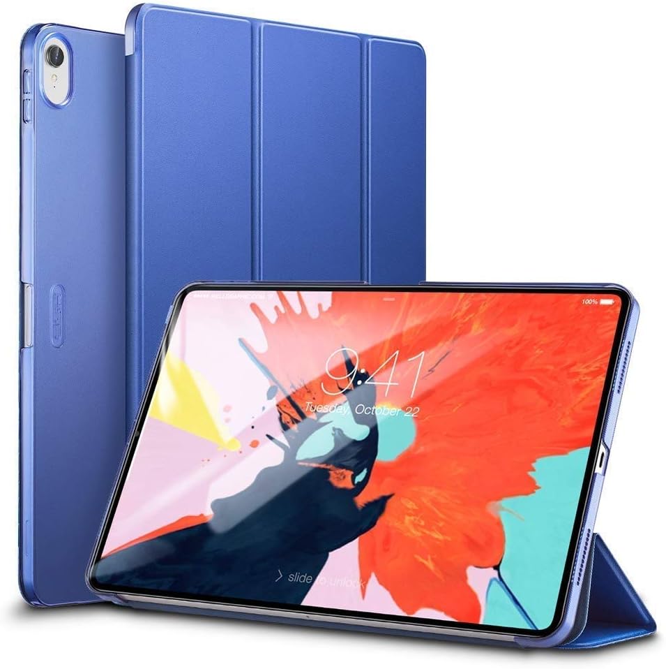 ESR Yippee Trifold Smart Case for iPad Pro 11", Lightweight Stand Case,Auto Sleep/Wake[Apple Pencil Charging not Supported],Microfiber Lining, Hard Back Cover for iPad Pro 11" 2018, Navy Blue