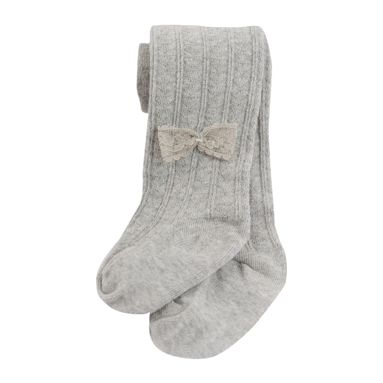 Baby Girls Cotton Tights Cable Knit Leggings Warm Stretchy Solid Pantyhose Stocking Pants for Newborn (Grey, 2-4 Years)