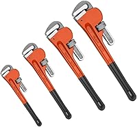 YYDecor 4-Piece Pipe Wrench Set (8" 10" 14" 18") - Heavy Duty Adjustable Plumbing Wrenches with Soft Grip Handles