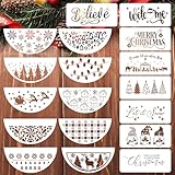 18 Stück große Weihnachtsschablonen, Merry Christmas Let It Snow Xmas Holiday Schablone zum Bemalen von Holzschildern, Verandatüren, Türhängern, Wohnaccessoires – 15 x 30 cm