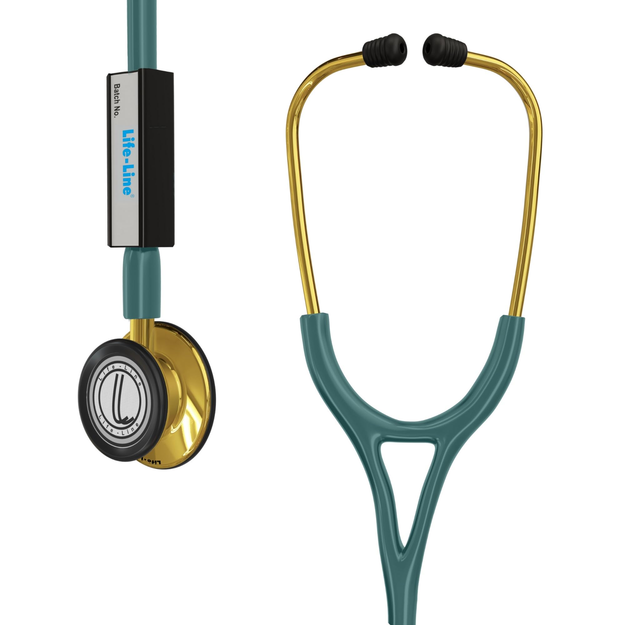 LIFE LINE L2 Gold Stethoscope (Green) | Dual Side Diaphragm Chest Piece for Adult and Paediatric | 2-way Tube | Suitable for Doctors