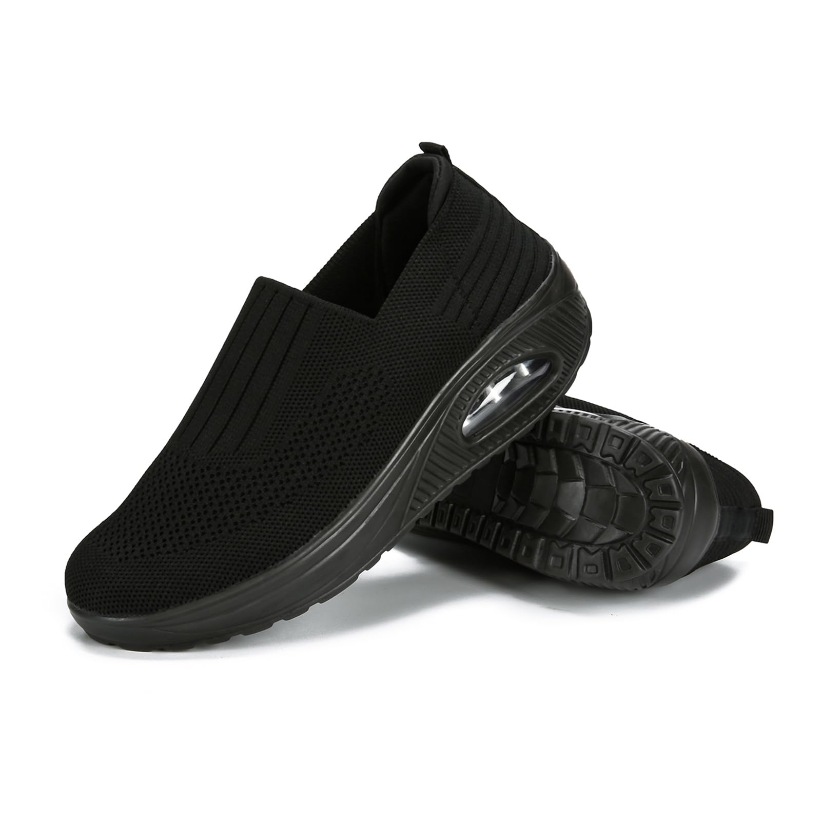 Semshedy Orthopedic Nursing Sneakers Lightweight Walking Shoes Slip-on Wedge Sneakers Diabetic Shoes 2266 Black39