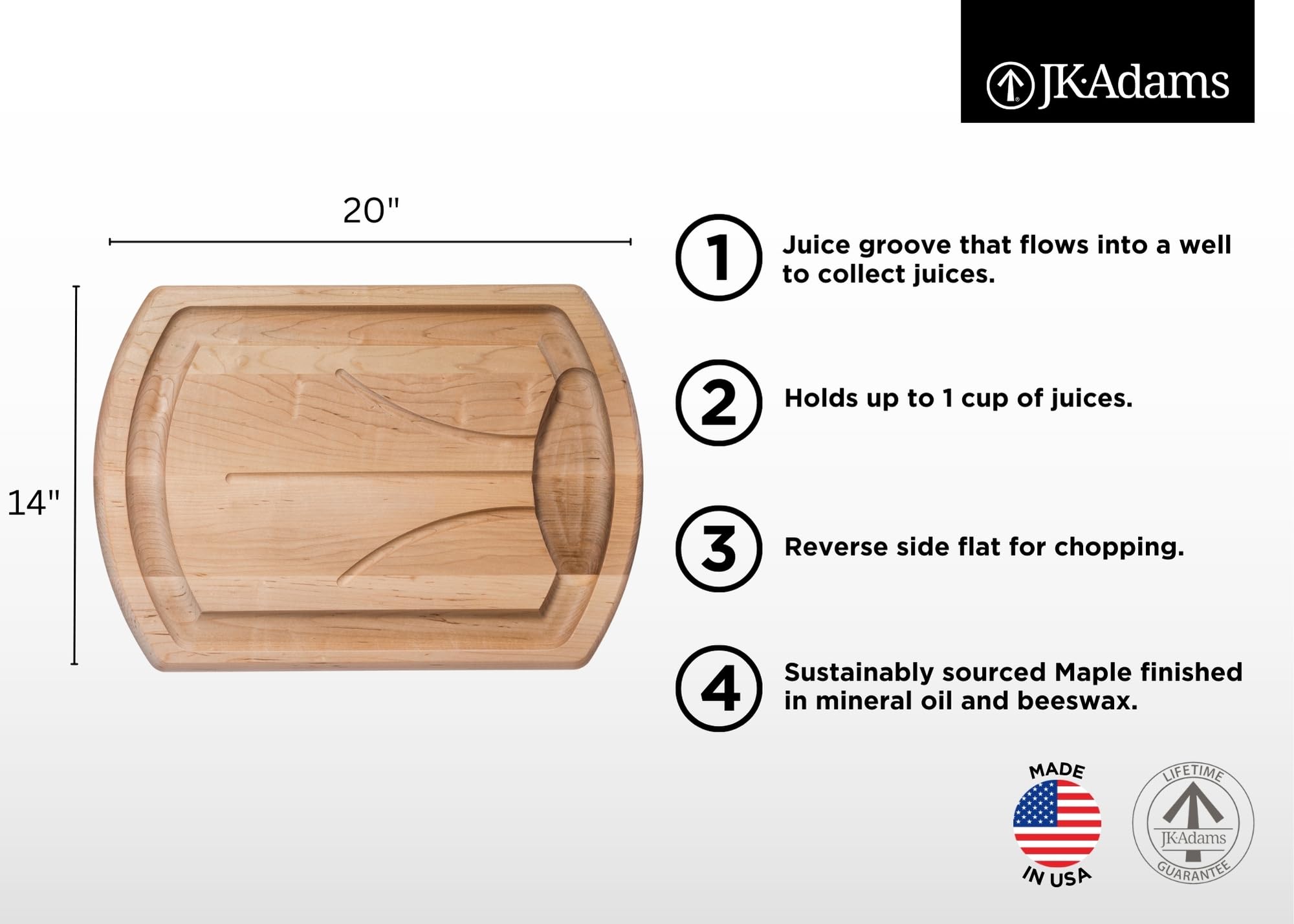 Amazon.com: JK Adams Maple Wood Carving Board with Juice Grooves