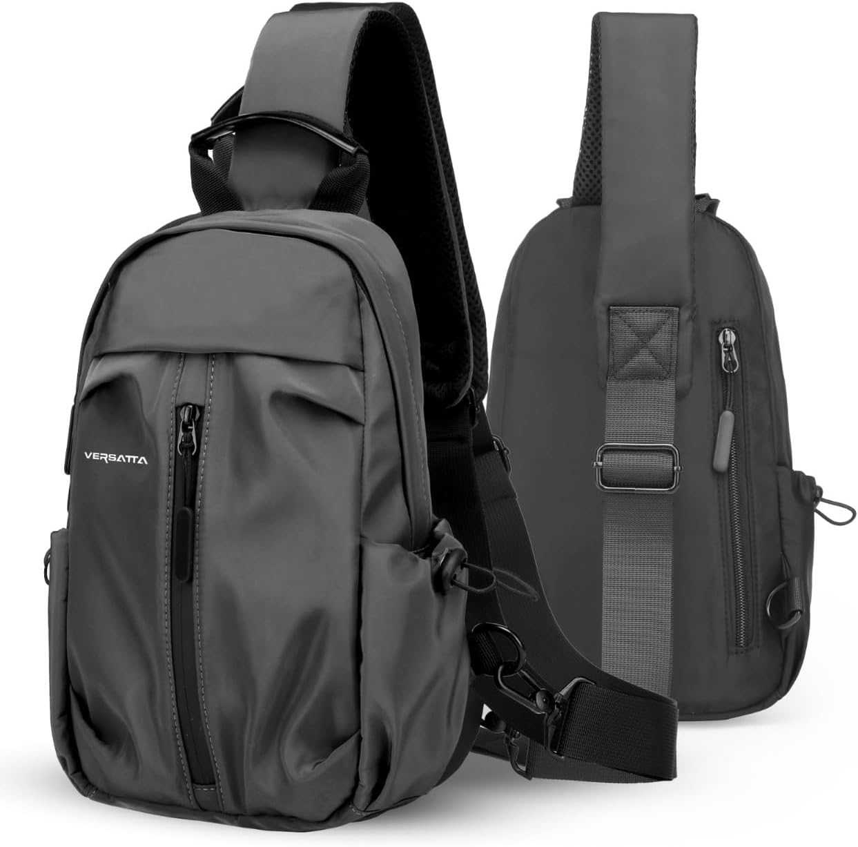 Small Sling crossbody backpack,Adjustable Mini Backpack for Men Women lightweight one strap sling bag for Hiking Walking Biking Travel USB charger port Grey-Nylon Small Sling crossbody backpack,Adjustable Mini Backpack for Men Women lightweight one strap sling bag for Hiking Walking Biking Travel USB charger port Grey-Nylon