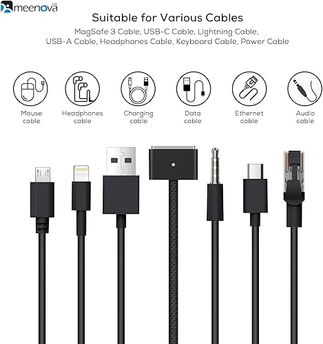 Miniatura 6 de Meenova Soporte de cable con peso de acero inoxidable 304 para mesita de noche, gestión de organizador de cables, diseño de 3 agujeros, accesorio de