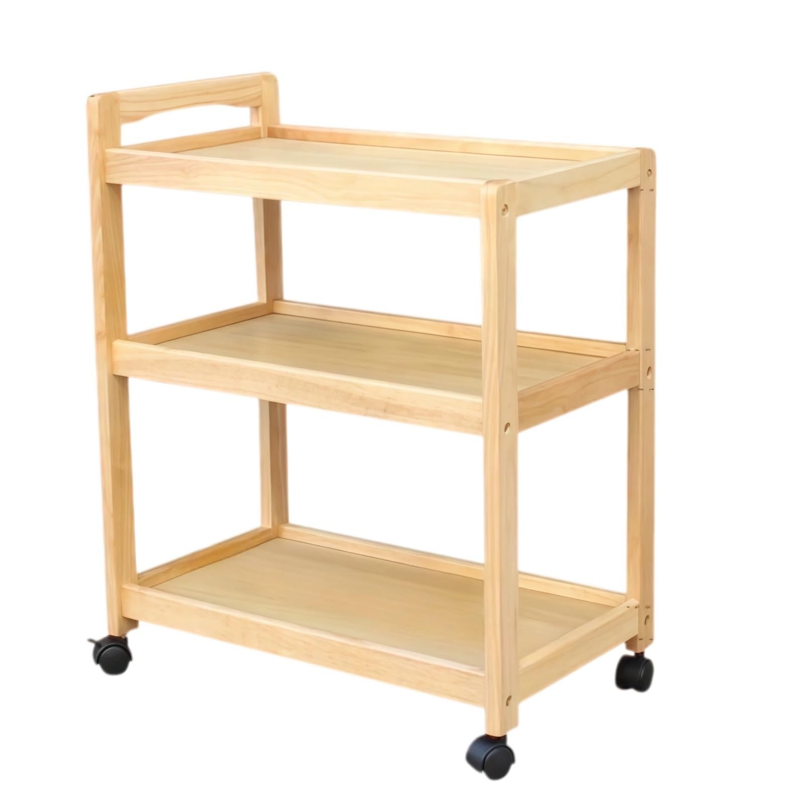 ZYYANSHOP Kitchen Storage Cart 3-Tier Rolling Service Cart Mobile Kitchen and Beverage Trolley for Restaurant(Natural)