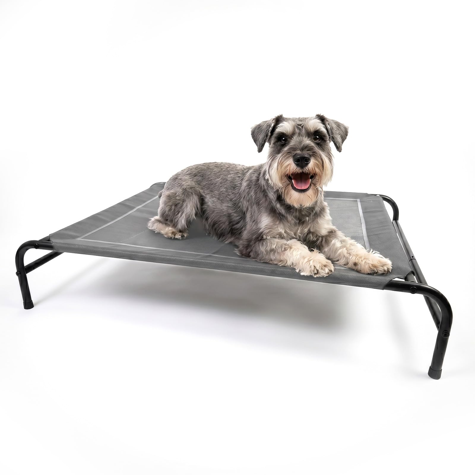 Photo 1 of MICOOYO Outdoor Elevated Dog Bed, Portable Raised Cot for Medium Sized Dogs, Breathable & Washable Mesh with No-Slip Feet, Easy Clean & Chew Proof,Indoor Dog Cot Bed, 35" L x 25" W x 8" H, Grey