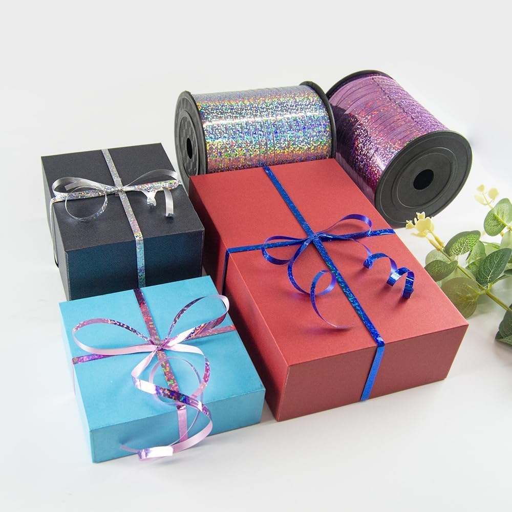 500 Yards Balloon Glitter Curling Ribbon, 1/5" Shiny Metallic Red Ribbon for Gift Wrapping, Birthday Party, Christmas Festival and Art Craft Florist Flowers Decoration - Image 5