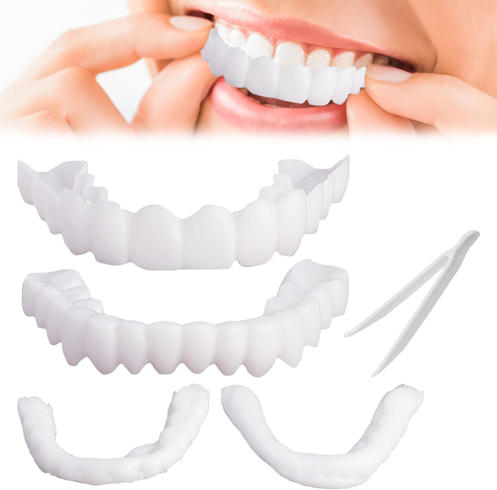 Neyeau Smile Teeth Instant Veneers,1 Pairs Instant Veneers Dentures,Teeth Top Bottom Dentures Confidence Smile Comfortable Veneers Cosmetic Teeth for Men and Women