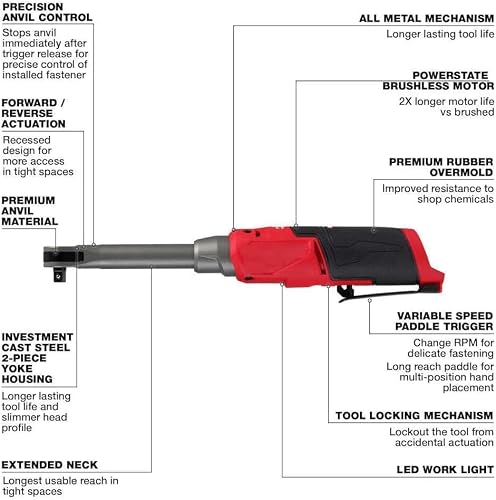 Suitable For Milwaukee 12V FUEL M12 3/8\" Extended Reach High Speed Ratchet -Bare Tool, Model# 2569-20