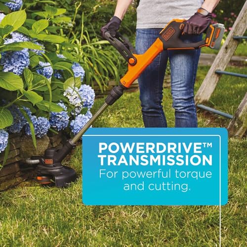 Image of BLACK+DECKER 20V* MAX String Trimmer and Edger, EASYFEED Weed Wacker, 12 Inch Cutting Width, 2 Speed Control Weed Eater, (1) Battery and Charger Included (LSTE523) | EASYFEED Weed Wacker, 2 Speed Control Weed Eater, 1 Battery and Charger Included