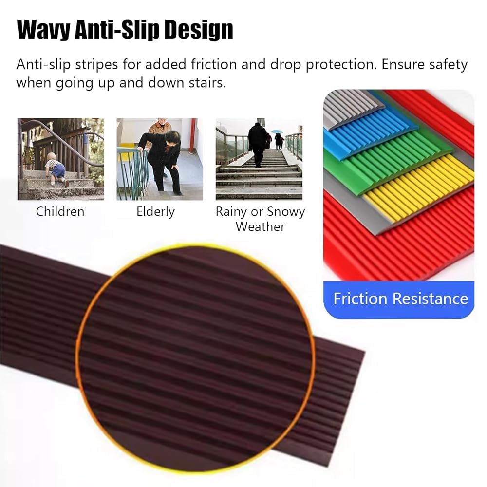 Strisce adesive antiscivolo in gomma PVC per gradini interni ed esterni, 3 m, colore rosso, bordi antiscivolo per scale, larghezza 4 cm, impugnatura di sicurezza per scale