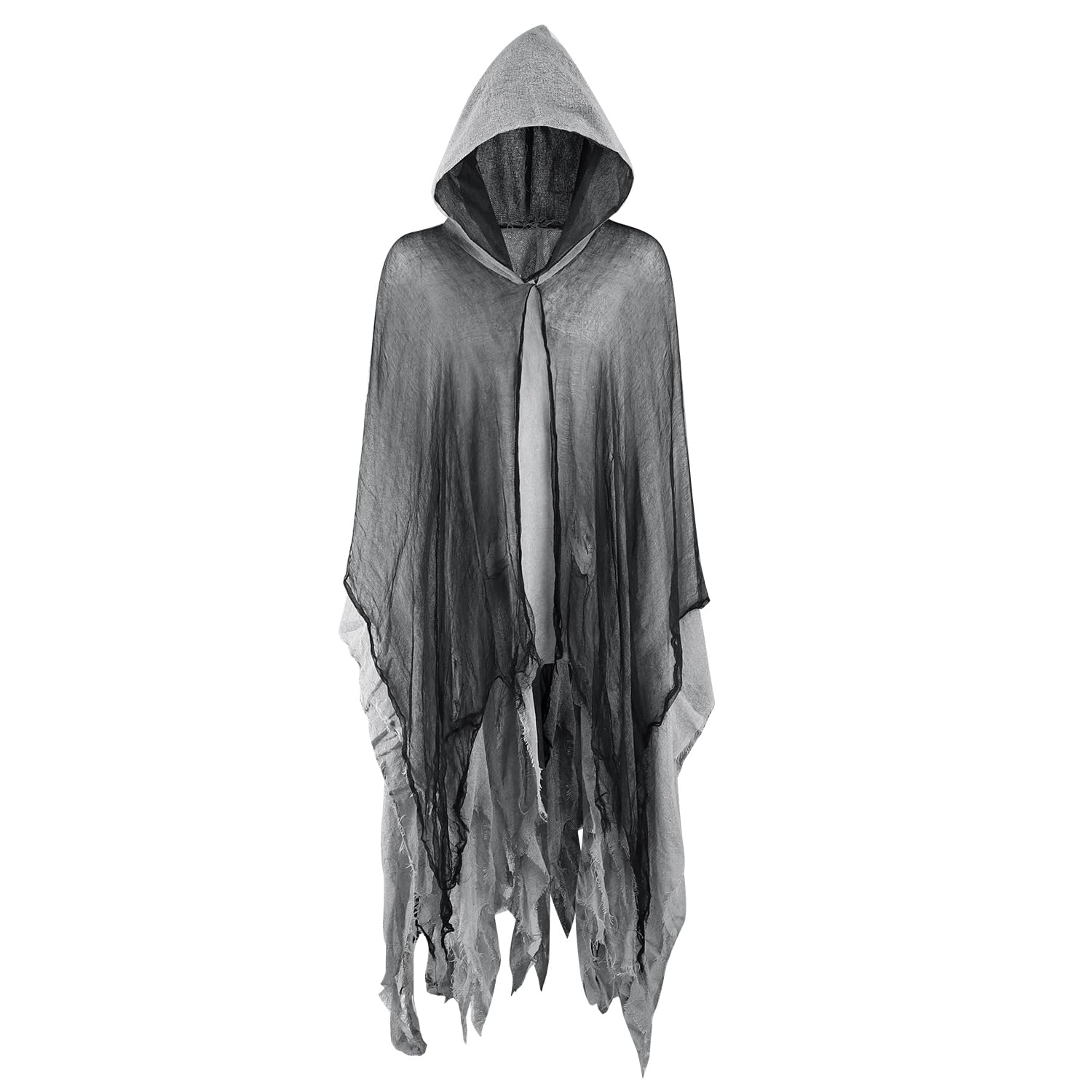 XINCHIA Full Length Hooded Ragged Cloak Medieval Cape Unisex Halloween Fancy Dress Hoodie Costume Long Cape with Hood Robe Cosplay Dress Up Pretend Play Fantasy Robe Costume Accessories for Men Women — image 1