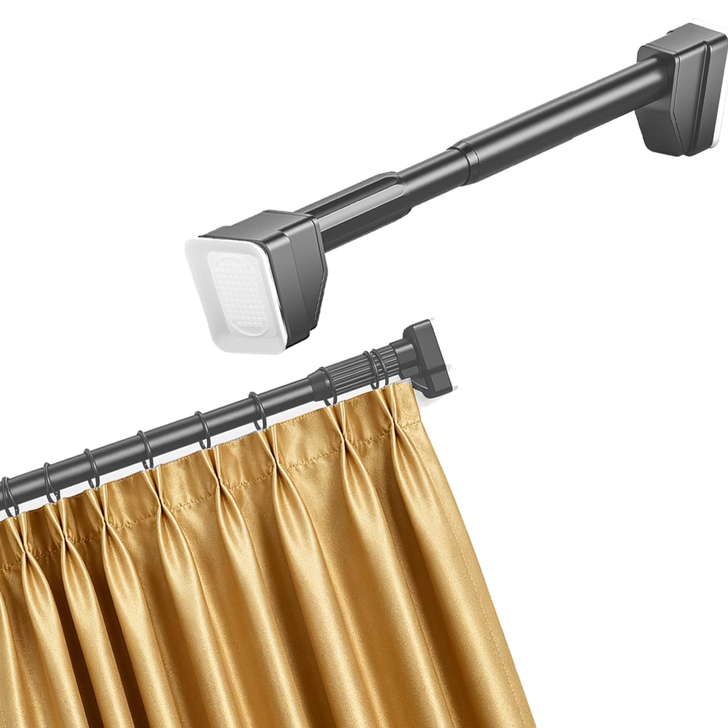 Tringle À Rideaux Sans Perçage Barre De Rideau Extensible 3m 4m 5m Tringle Rideaux En Acier Inoxydable Tringle Télescopique Pour Penderie Cintre Salle De Bains Balcon Ø 33 Mm(Gris,410-500cm)