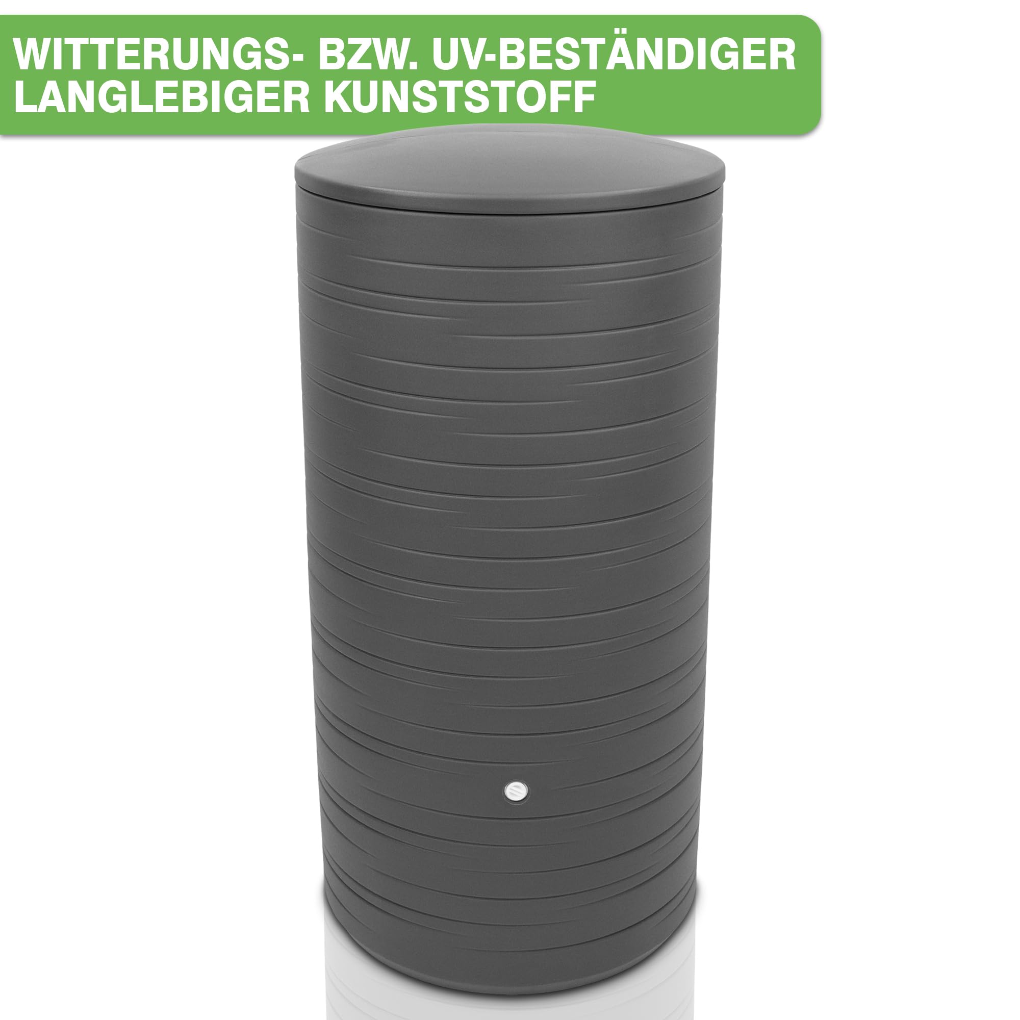 YourCasa Regentonne 280 Liter [PureRain] mit Metallgewinde und Deckel - Regenfass Frostsicher aus Kunststoff - Regenwassertonne - Regenwassertank Garten Wassertank Regensammler Wandtank (Anthrazit)