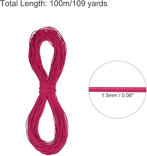 Vista 656 de PATIKIL Cuerda elástica elástica de 1/8 pulgadas, 11 yardas (0.118 in x 32.8 ft), color verde militar para manualidades, correas de gancho