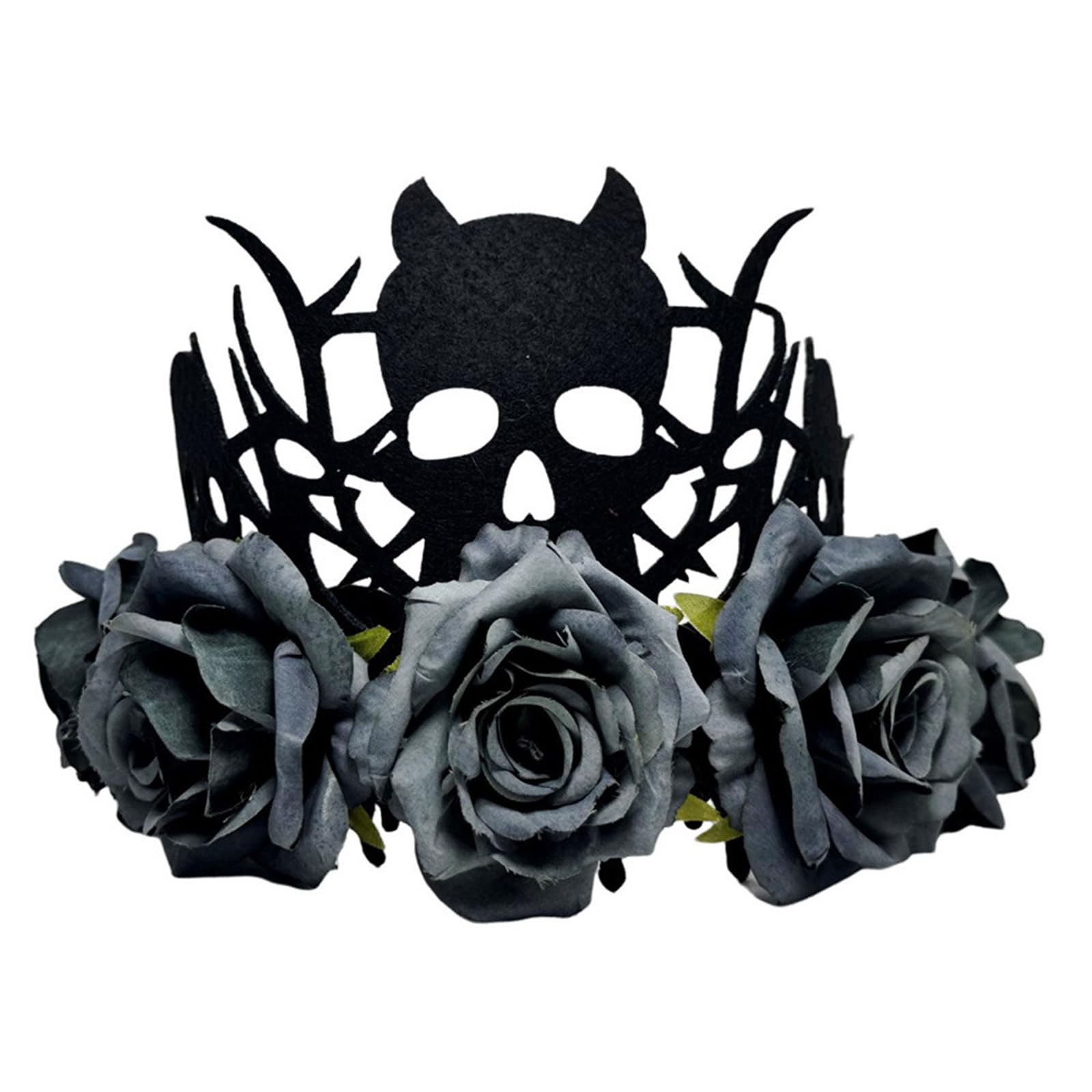 MICFENY Reusable Rose Flower Witch Crowns Halloween Party Headwear Lightweight Costume Decoration