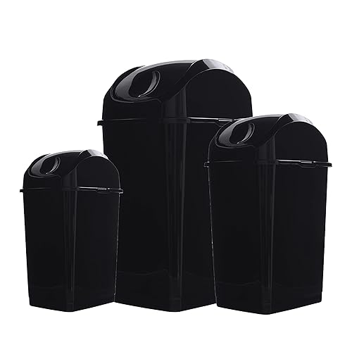 Superio Juego de 3 cubos de basura para el hogar, cocina, oficina, dormitorio, baño, ideal para espacios grandes o pequeños, color blanco (negro, 18