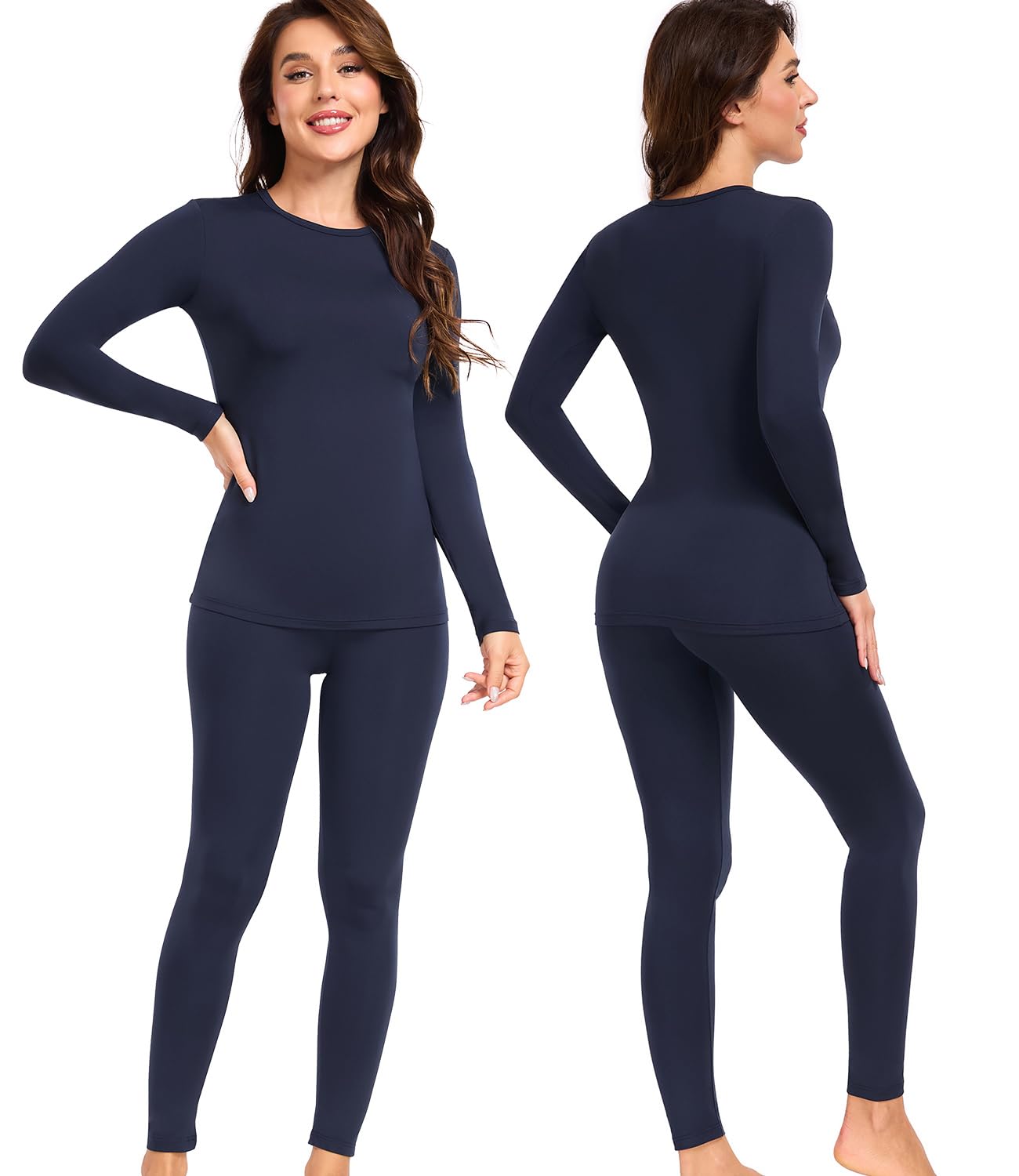 wirarpa Conjunto de Ropa Térmica para Mujer, Capa Base Forrada de Polar, Top de Manga Larga y Pantalón para Señoras para Calor en Invierno