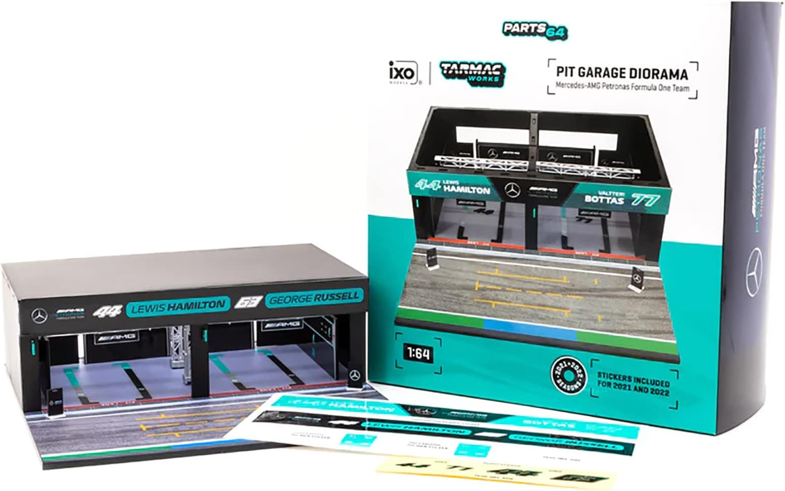 Pit Garage Diorama AMG Petronas Formula One Team Display for 1/64 Model Cars by Tarmac Works T64D-001-AMG