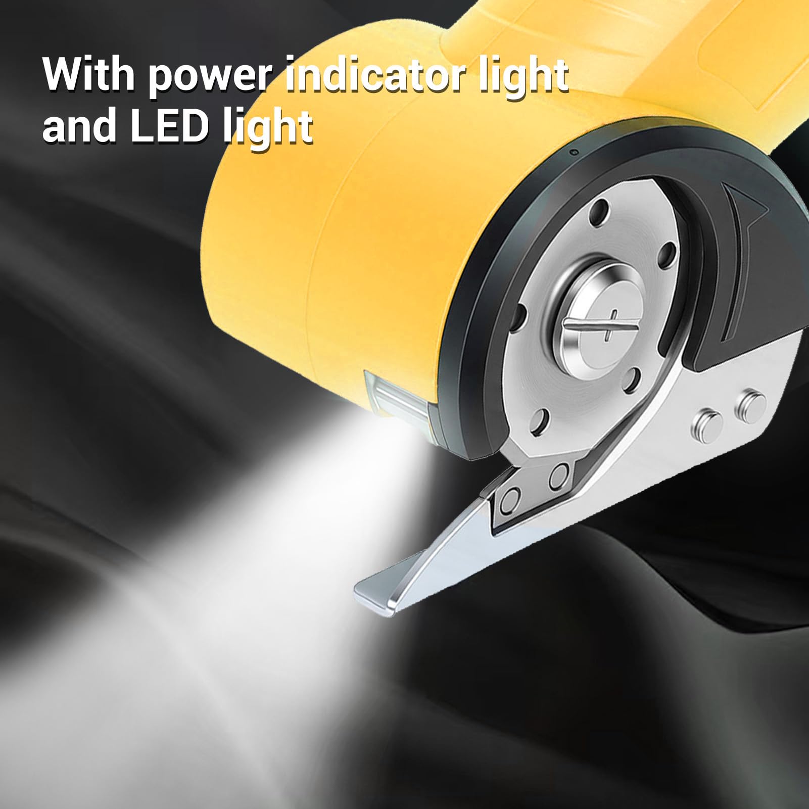 Taglierina Elettrica per Cartone, Taglierina Elettrica Senza Fili per Scatole, Forbici Ricaricabili per Tessuti con Doppi Interruttori di Sicurezza Luce a LED per Tappeti (con 2 lame)