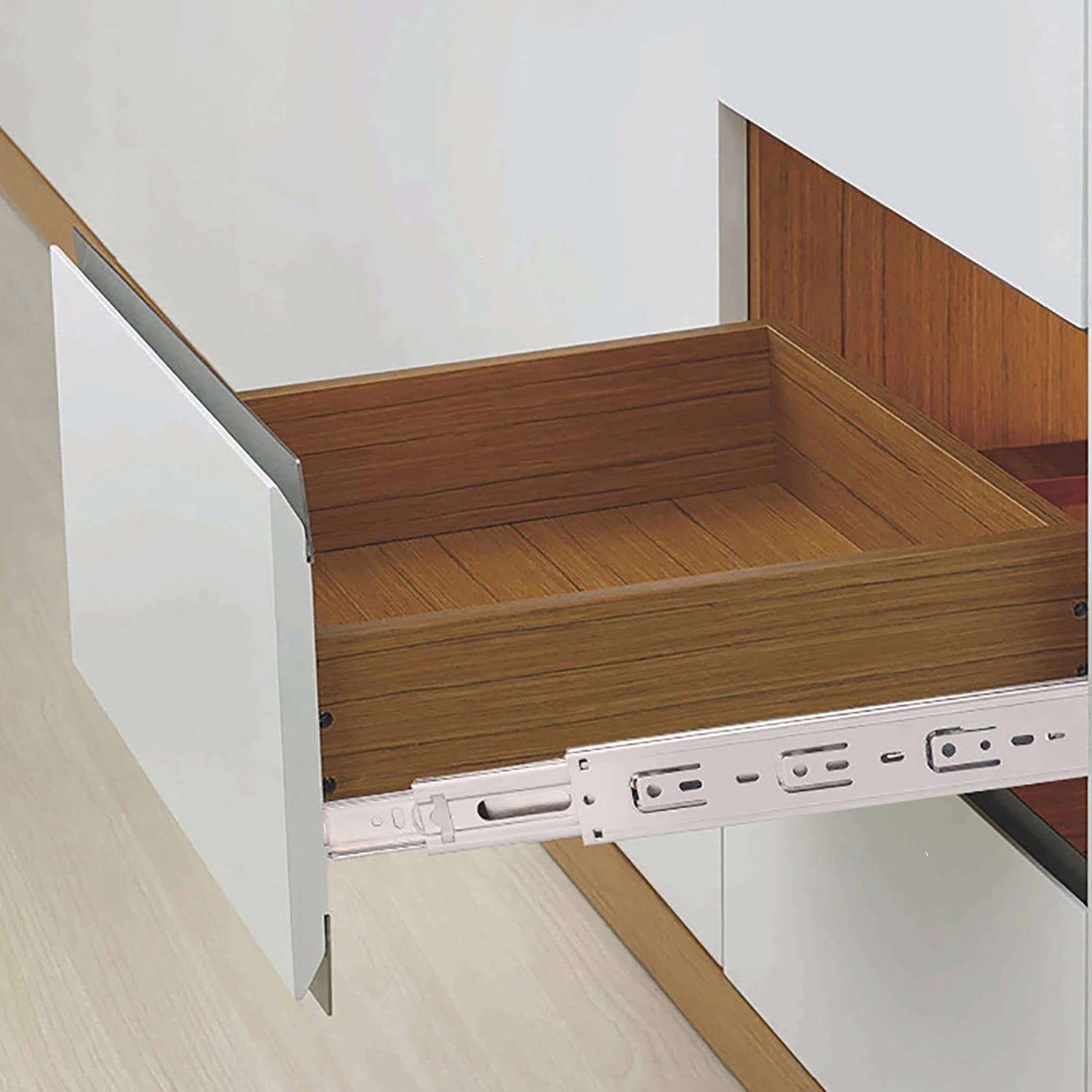 Schwerlast-schubladenschienen, Edelstahl Schubladenauszüge, 3-teiliger Vollauszug, seitlich montierte, kugelgelagerte Schubladenführung, 25 kg Tragkraft