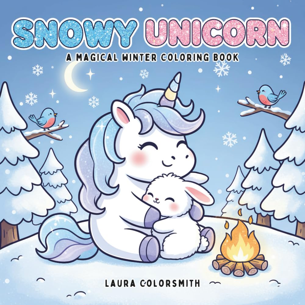 Snowy Unicorn - A Magical Winter Coloring Book: Adorable Winter Coloring Pages Featuring Cute Unicorns, Snowflakes, Gifts, and Holiday Magic – Perfect for Kids and Unicorn Lovers!