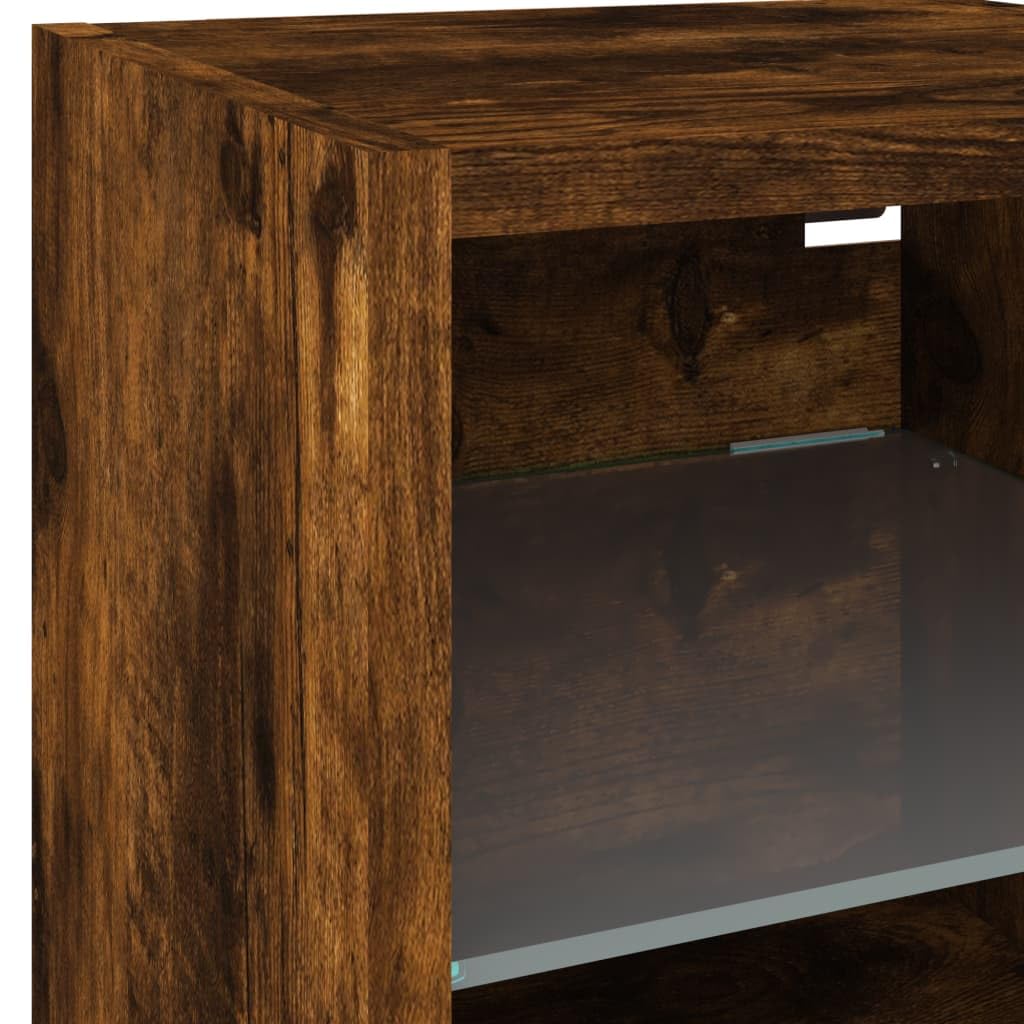 vidaXL Muebles TV de Pared Luces LED 2 uds Roble Ahumado 30x28,5x30 cm
