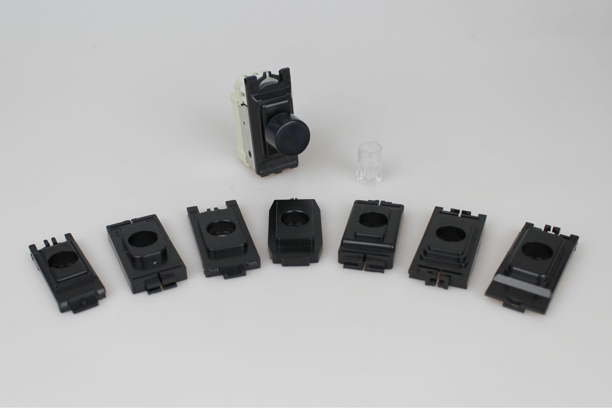 Varilight 2-Way Push On/Off Switch Module (Dummy Dimmer) 6A (1 Grid Space) (to fit MK, Schneider Ultimate, Schneider Lisse, Crabtree, Hager, Deta, BG & Varilight PowerGrid) Black