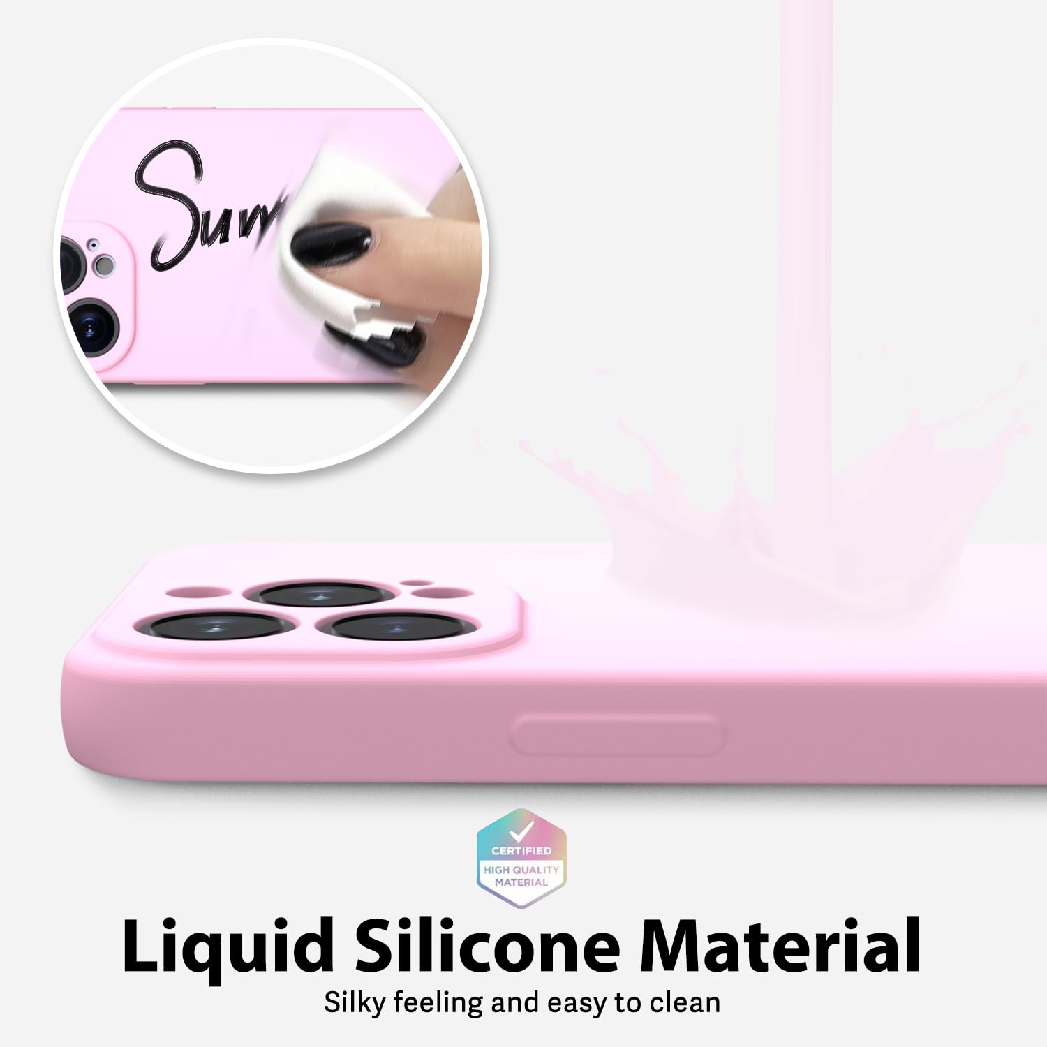oakxco for iPhone 16 Pro Max Case Liquid Silicone, Soft Rubber Gel Elegant Aesthetic Basic Simple Cover, Cute Thin Slim TPU Matte Solid Color Plain Smooth Case for Women Girl, Light Pink — view 1178