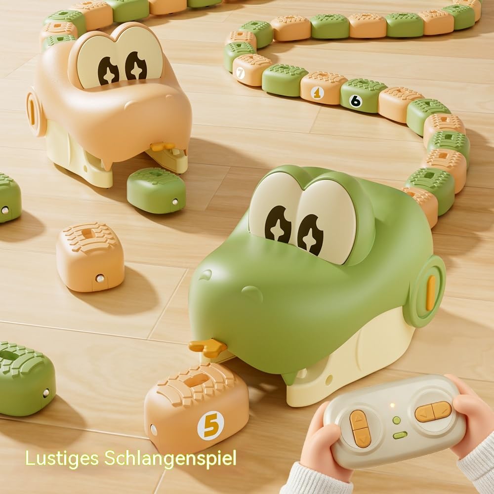 2 Set Wiederaufladbarer Magnet Schlangenzug Eisenbahn Spielzeug für Kinder | Krabbelnde Spielzeug Schlange Spielzeug für Bausteine, aus ABS, für kleine Kinder, Zuhause, Park, Schlafzimmer, Fußboden