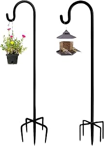 2 Pcs Shepherd Hooks,Sturdy Metal Bird Feeder Pole Stand, Garden Shepherd Hooks for Hanging Bird Houses,Planters,Lanterns,Wedding Decorations,Lantern Planting (47 Inches)