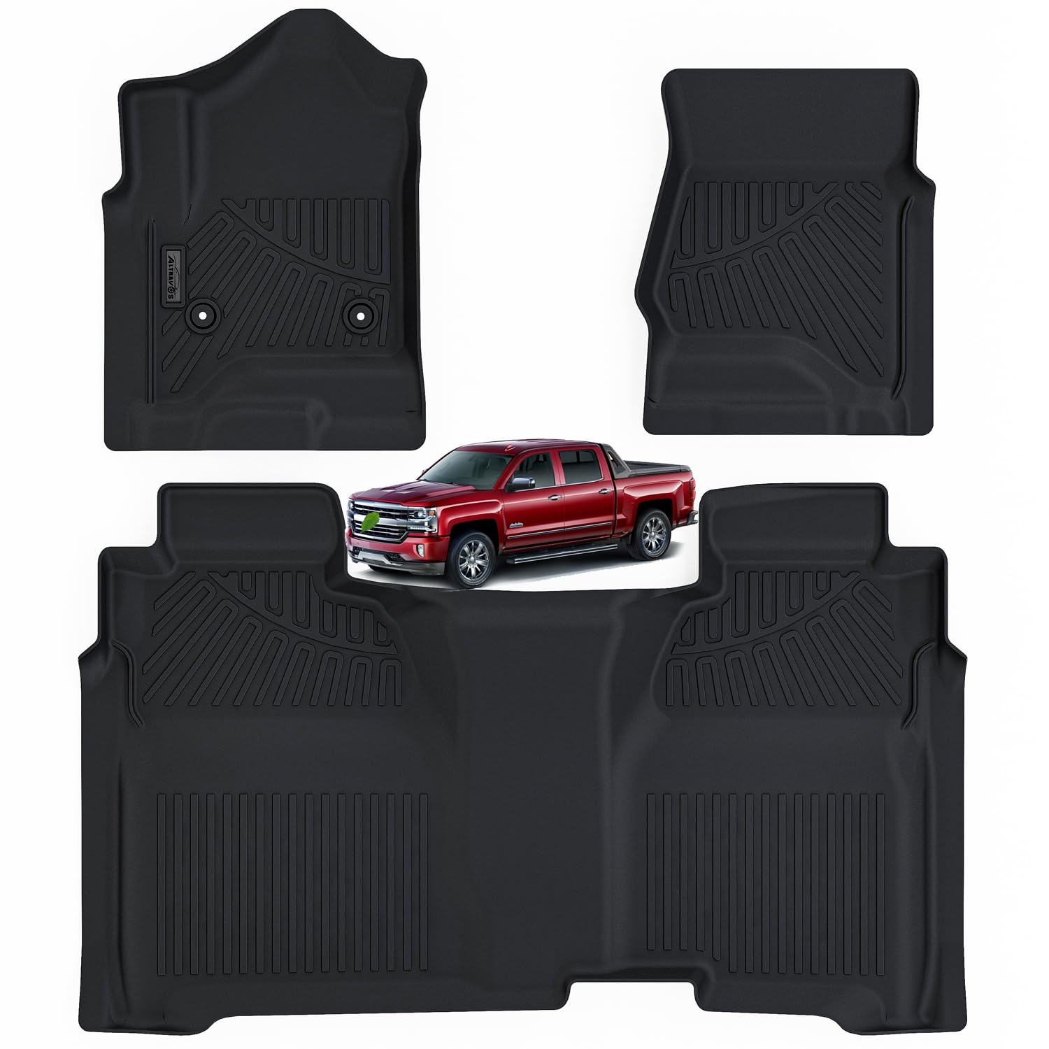 Floor Mats for 2014-2018 Chevy Silverado/GMC Sierra 1500 Crew Cab Non Double Cab 2015-2019 Silverado/Sierra 2500 HD/3500 HD Crew Cab Non 2019 Silverado LD/Sierra Limited