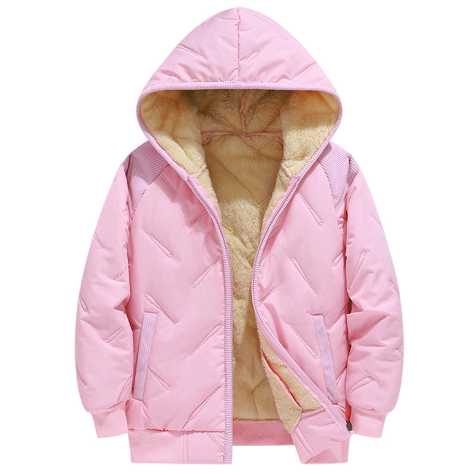 Generico Giacca Invernale Imbottita con Cappuccio per Ragazzi Caldo Cappotto Spesso Antivento per Bambini Outdoor Design Rilievo Freddo
