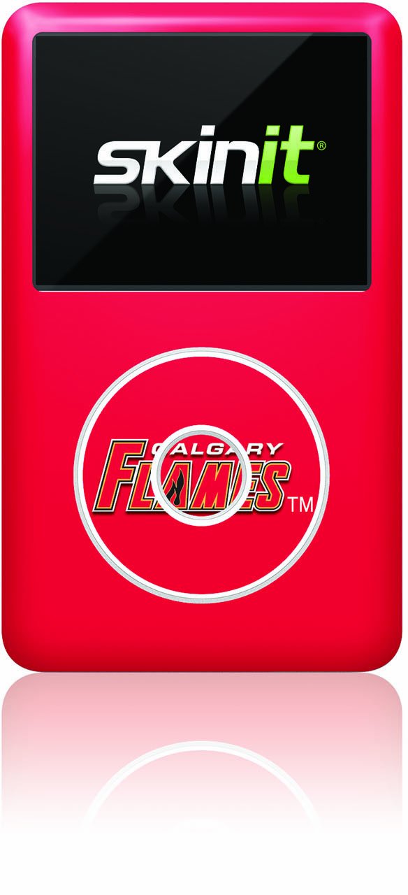 Skinit Decal MP3 Player Skin Compatible with iPod Classic (6th Gen) 80GB - Officially Licensed NHL Calgary Flames Solid Background Design