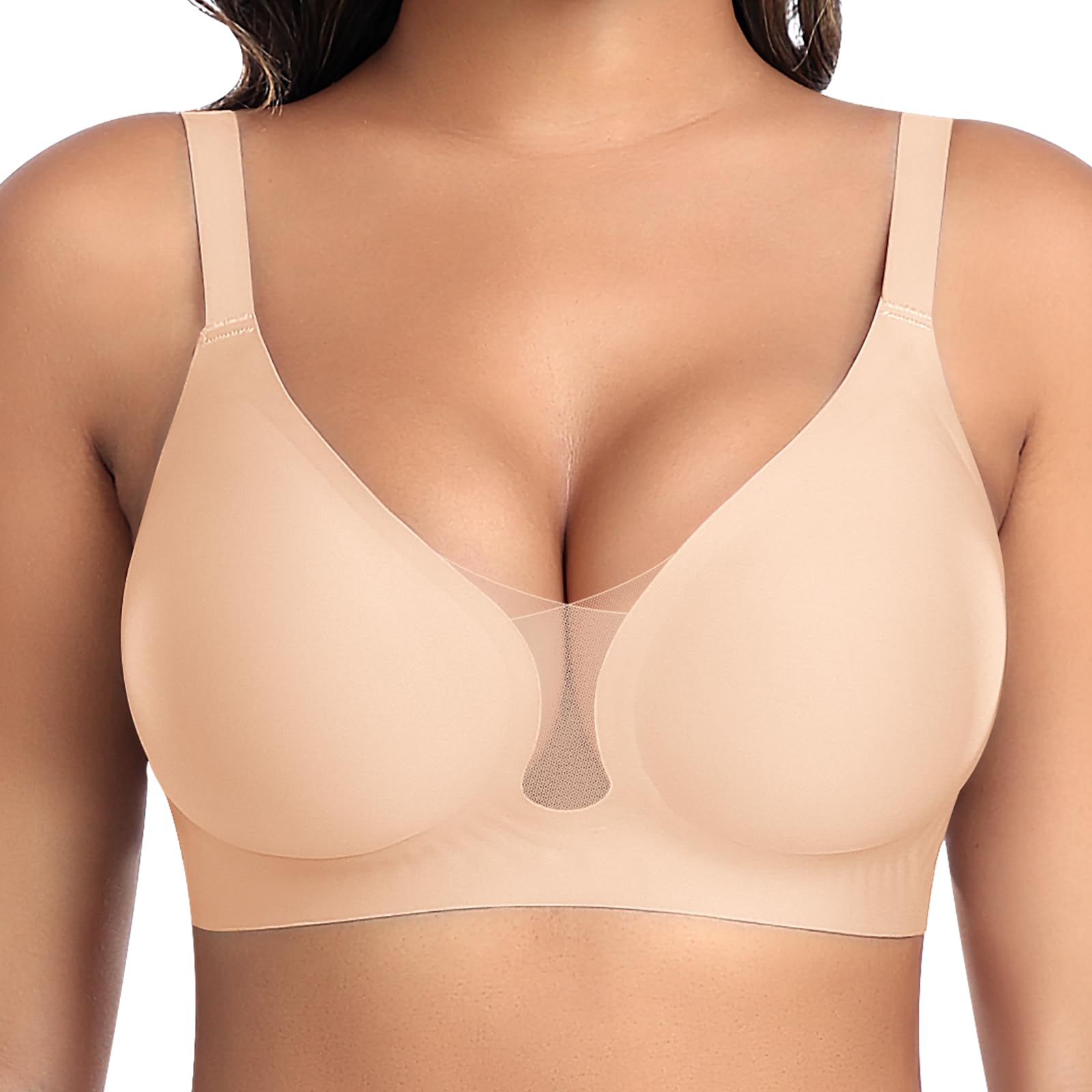 Damen BH Ohne Bügel Nahtloser Glatter Weicher BH Bequemer T-Shirt Soft Bra
