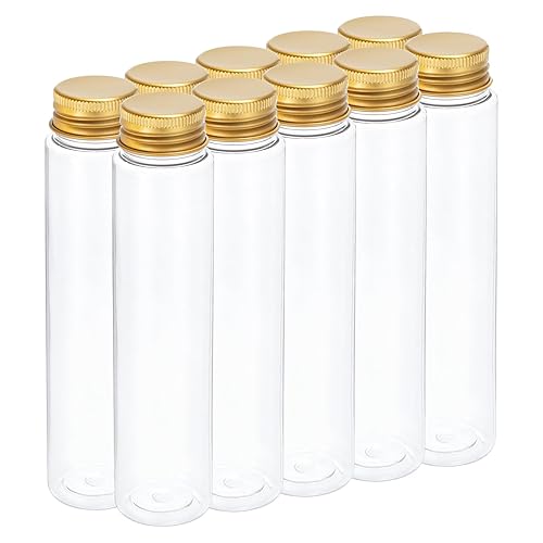 PATIKIL Tubos de ensayo de plástico de 3.7 fl oz con tapas de rosca, 10 tubos de 5.945 x 1.339 in para decoración de fiestas científicas,