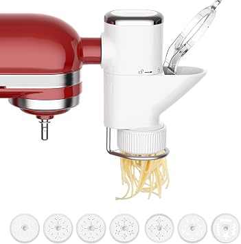 HOZODO Gourmet Pasta Press Attachment for KitchenAid Stand Mixers | Pasta Attachment for Kitchen Aid Mixer Attachments, 7 Interchangeable Pasta Plates, Pasta Maker